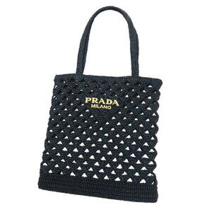 Prada Crochet Net Tote Shoulder Bag Black